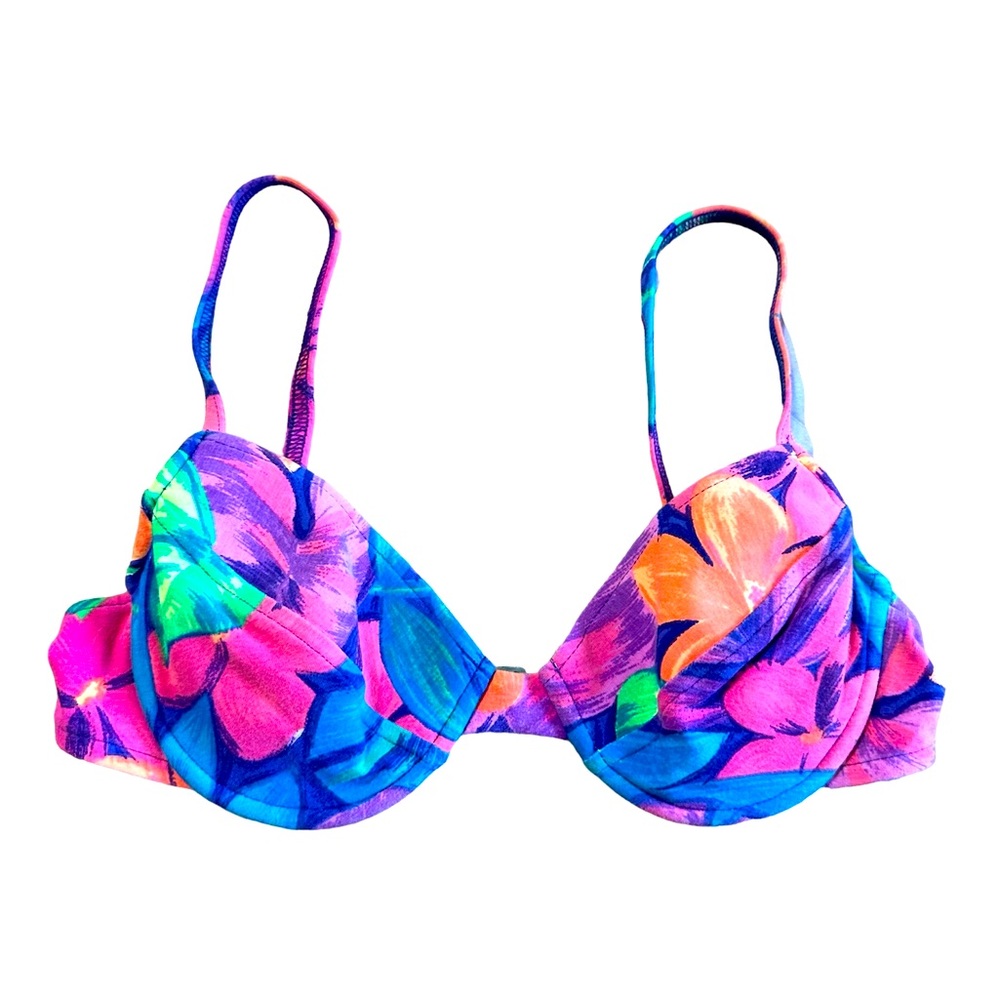 Vintage 80s Floral Bikini Top